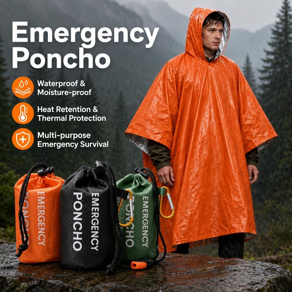 Portable Emergency Rain Poncho - Camping Rain Poncho 评论和价格