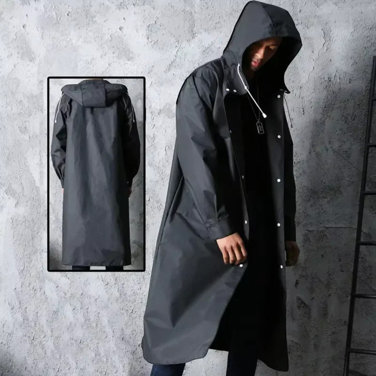Fashionable Waterproof Hooded  - Camping Rain Poncho 评论和价格
