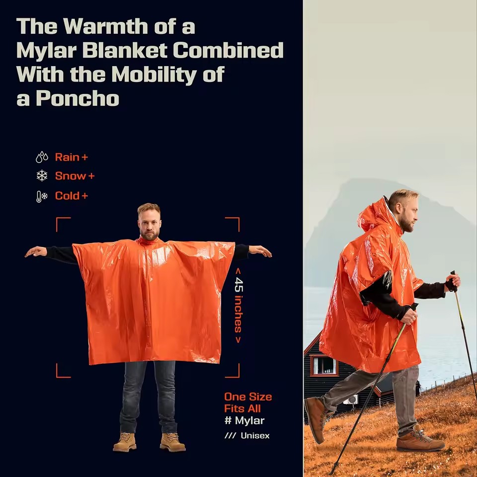 1Pc/2Pcs Emergency Rain Poncho - Camping Rain Poncho 评论和价格